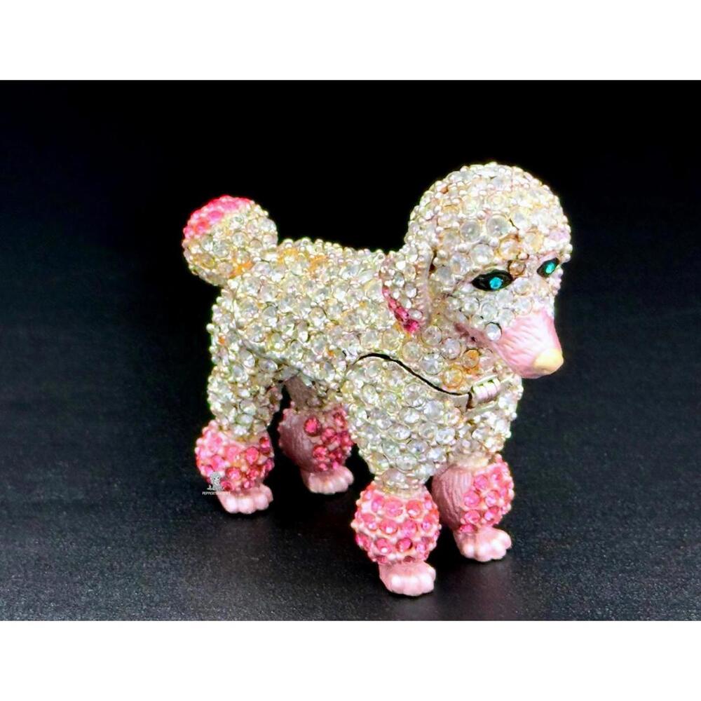 RARE Sparkling Poodle Jewelry Box Collectible Trinket Holder Christmas Gift